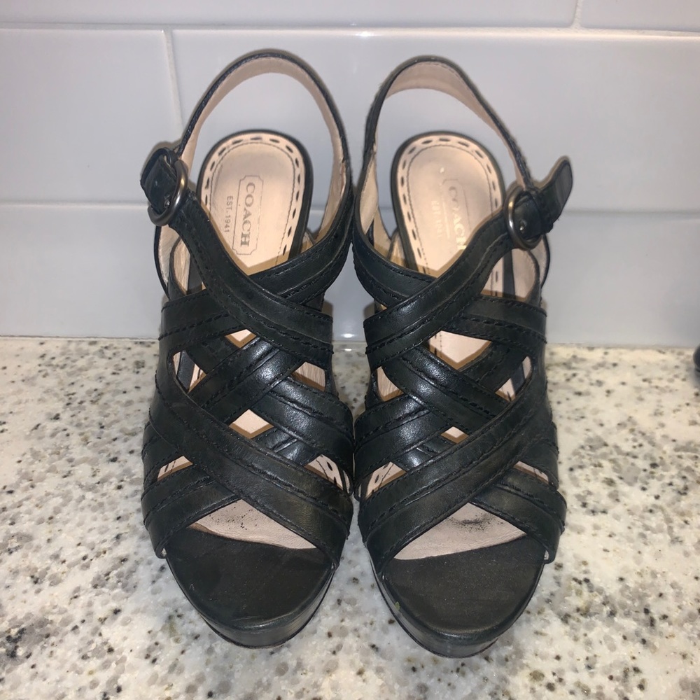 Coach black strapped heels!